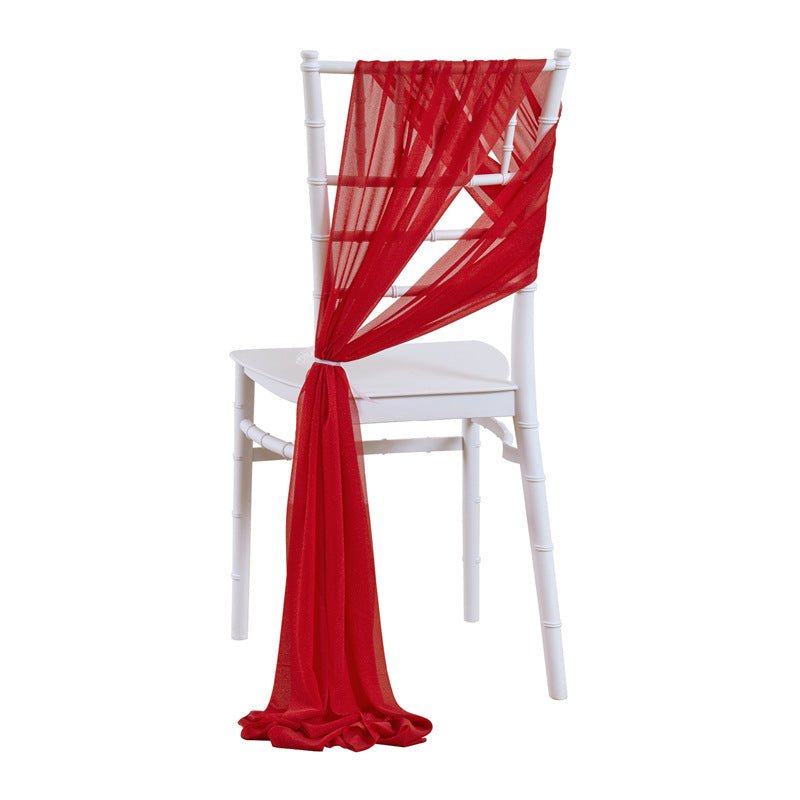 5 Pc Wedding Chiffon Chair Sashes Cover 8"x100" Red - YauSpark