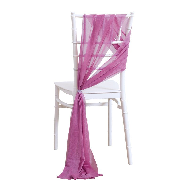 5 Pc Wedding Chiffon Chair Sashes Cover 8"x100" Rubber Pink - YauSpark