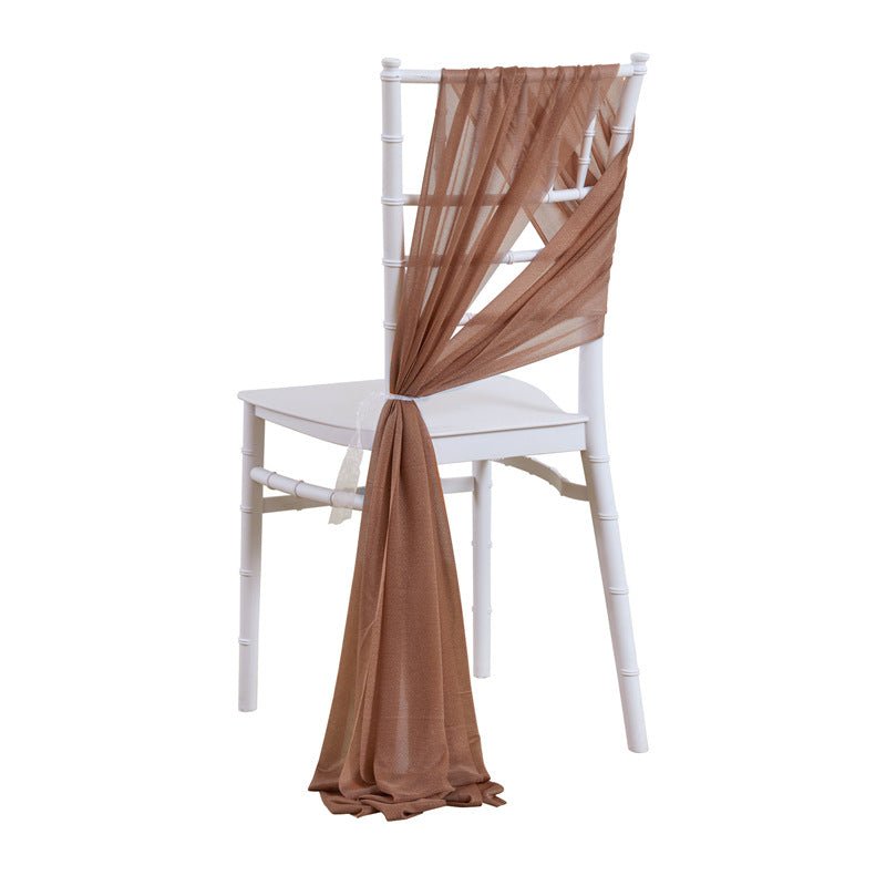 5 Pc Wedding Chiffon Chair Sashes Cover 8"x100" Russet - YauSpark