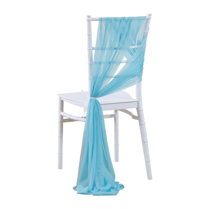 5 Pc Wedding Chiffon Chair Sashes Cover 8"x100" Sky Blue - YauSpark