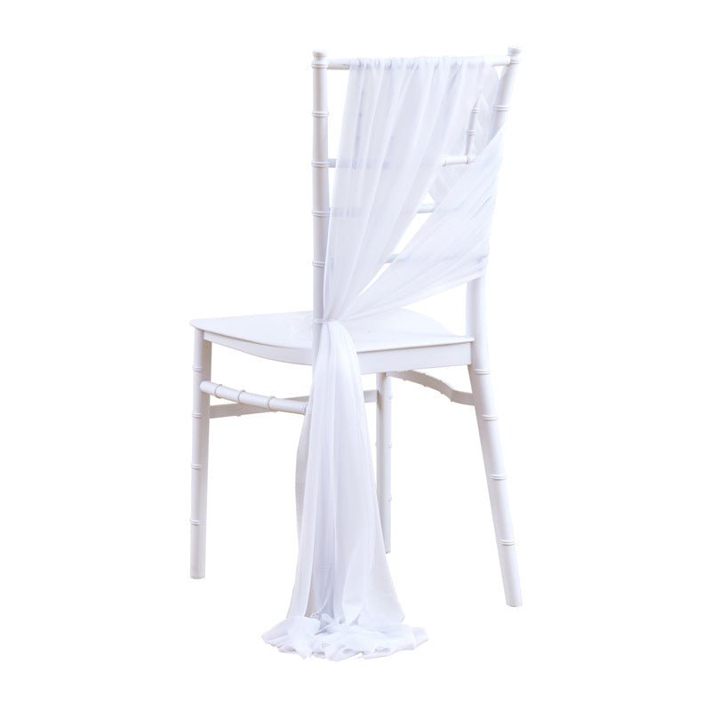5 Pc Wedding Chiffon Chair Sashes Cover 8"x100" White - YauSpark