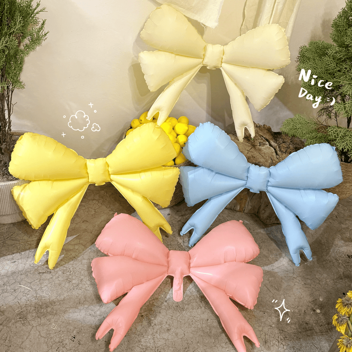 5 Pcs Giant Party Bow Balloons 30"x25" Multicolor - YauSpark