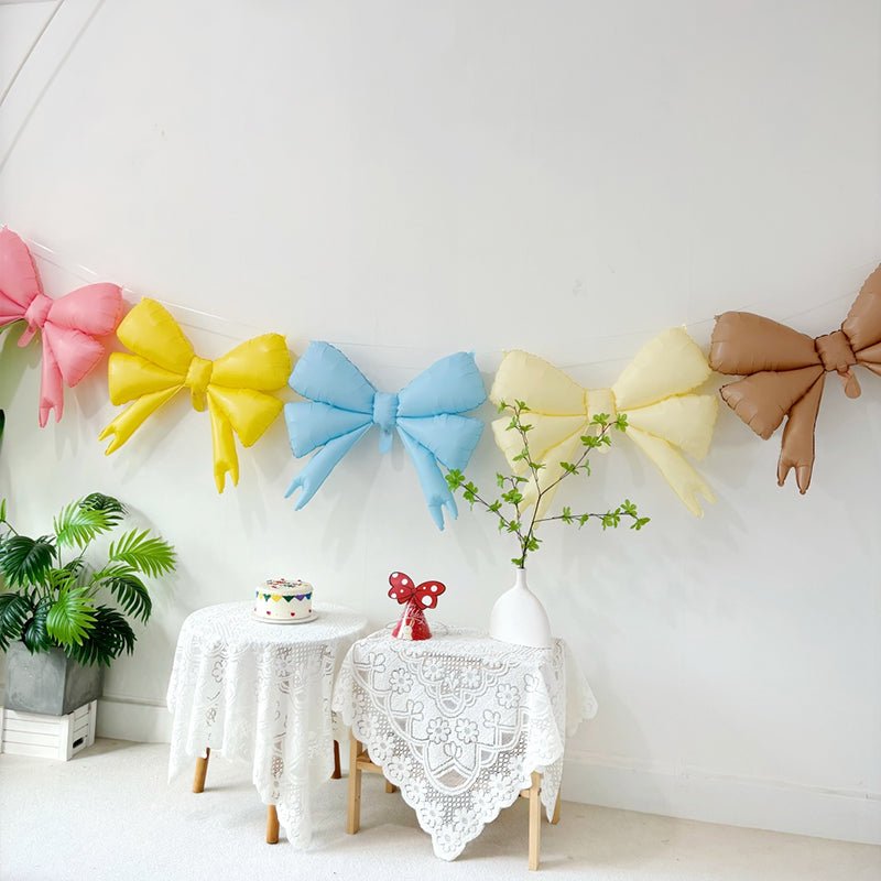 5 Pcs Giant Party Bow Balloons 30"x25" Multicolor - YauSpark