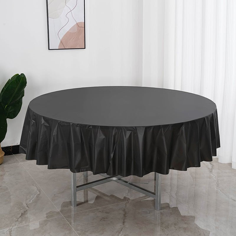 5 Pcs Plastic Table Covers 84" Black Round - YauSpark