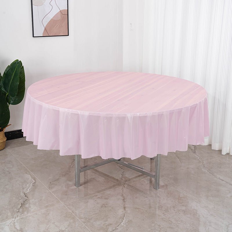 5 Pcs Plastic Table Covers 84" Pink Round - YauSpark