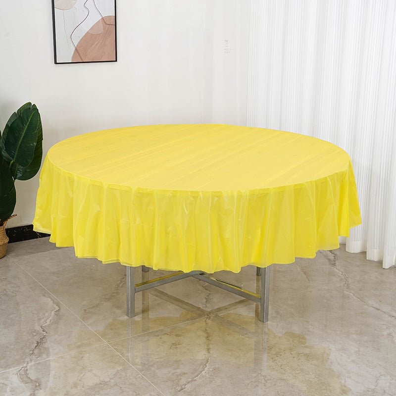 5 Pcs Plastic Table Covers 84" Yellow Round - YauSpark