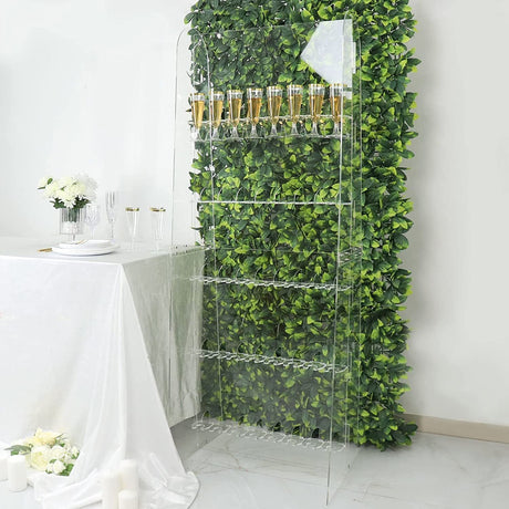 5 - Tier Acrylic Champagne Wall Glass Holder 5ft Clear - YauSpark