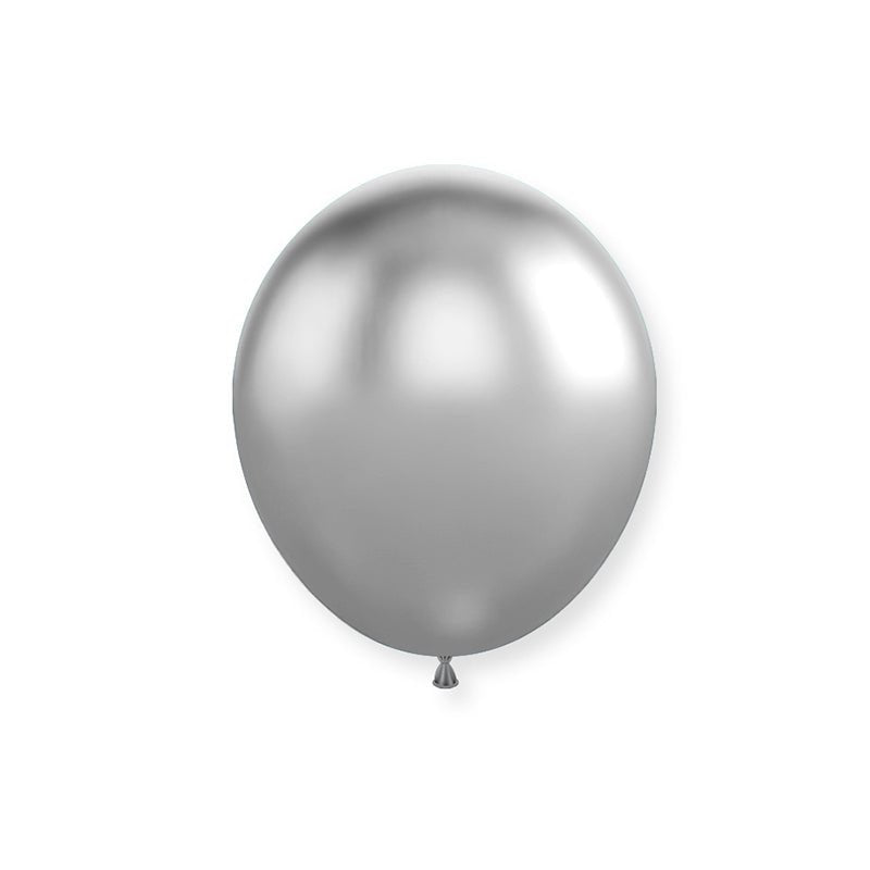 50 Pc Chrome Silver Latex Helium, Air or Water Balloons 10" - YauSpark