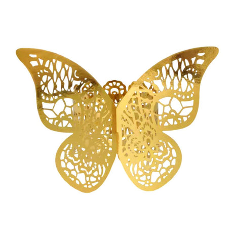 50 Pc Paper Napkin Rings Shimmery Butterfly Laser Cut Mirror Gold - YauSpark