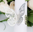 50 Pc Paper Napkin Rings Shimmery Butterfly Laser Cut Mirror Silver - YauSpark