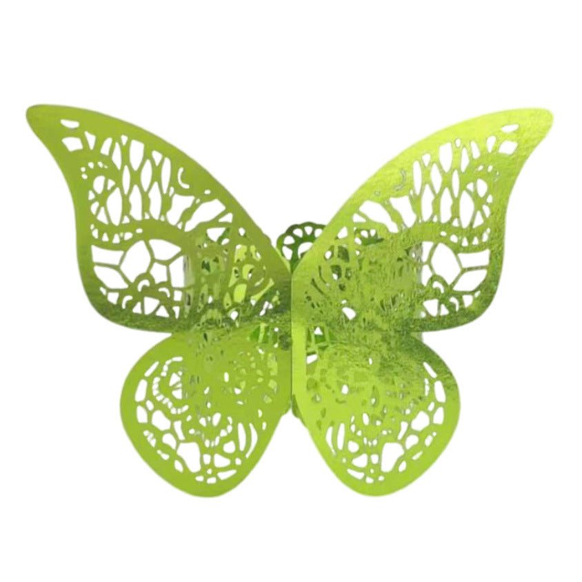 50 Pc Paper Napkin Rings Shimmery Butterfly Laser Cut Mirror Yellow Green - YauSpark