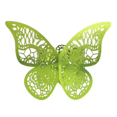 50 Pc Paper Napkin Rings Shimmery Butterfly Laser Cut Mirror Yellow Green - YauSpark