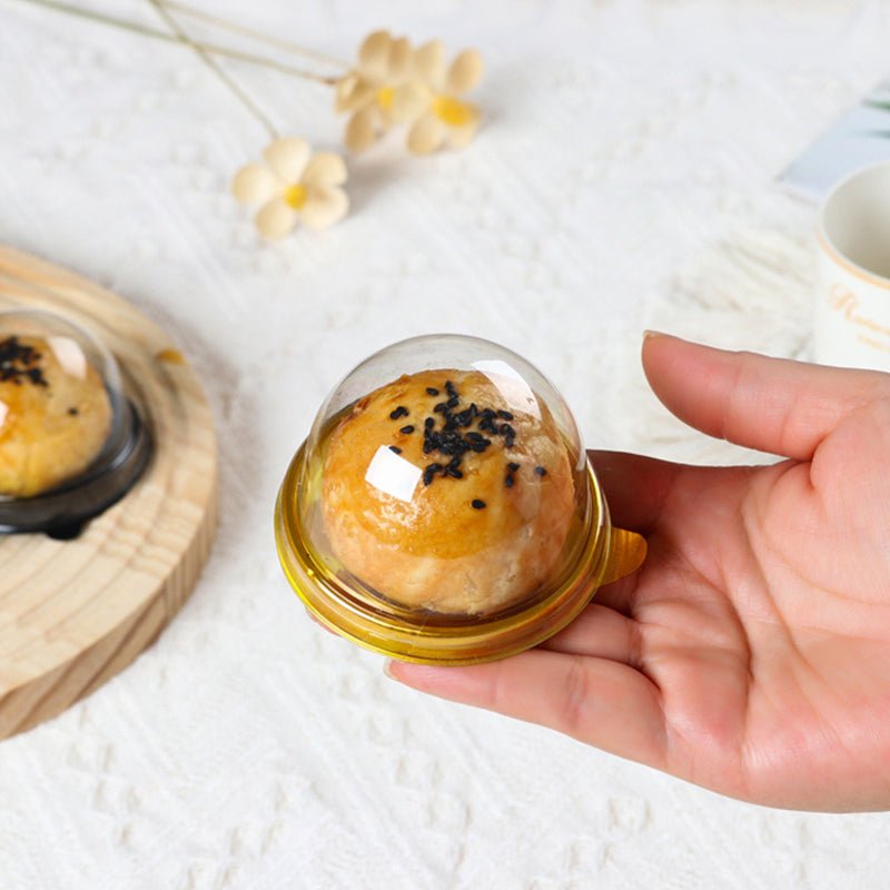 50 Pc Round Dome Design Plastic Cupcake Favor Containers 3" Black and Clear - YauSpark