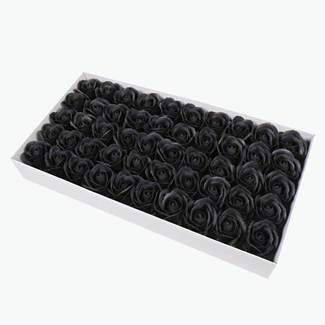 50 Pcs Three - Layer Floral Scented Soap Rose Petals Body Soap in Gift Box Black - YauSpark