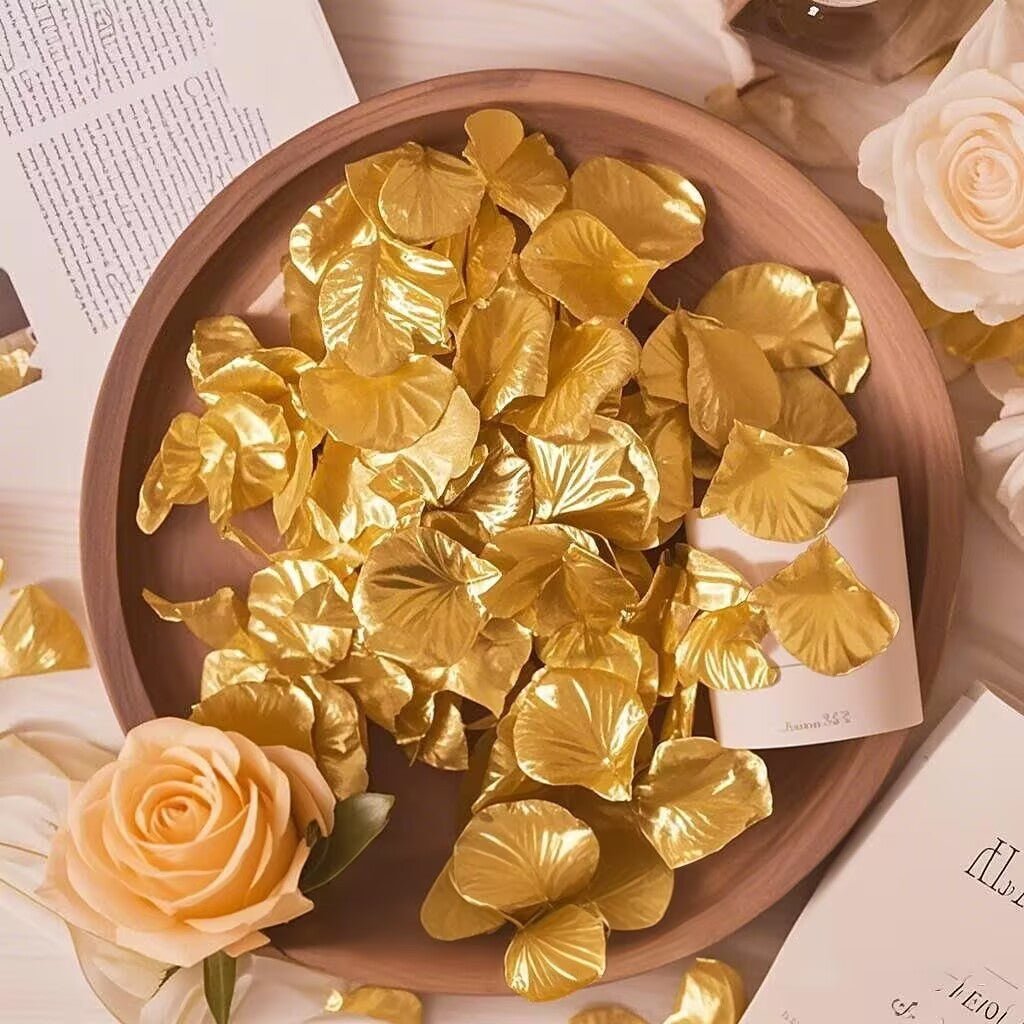 500 Pc Silk Rose Petals Confetti Gold - YauSpark