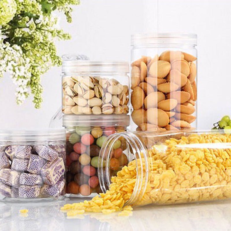 6 Pack 49oz Clear Plastic Jars Wide - mouth Storage Containers 4"x8" - YauSpark