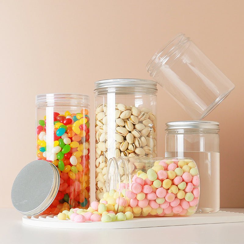 6 Pack 49oz Clear Plastic Jars Wide - mouth Storage Containers 4"x8" - YauSpark