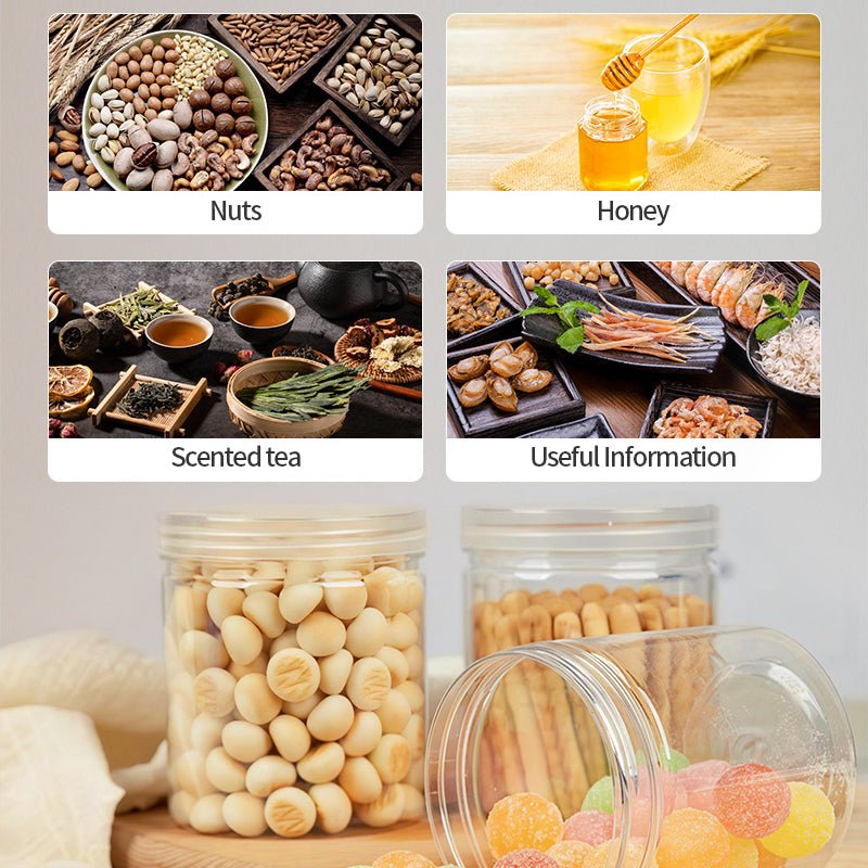 6 Pack 49oz Clear Plastic Jars Wide - mouth Storage Containers 4"x8" - YauSpark