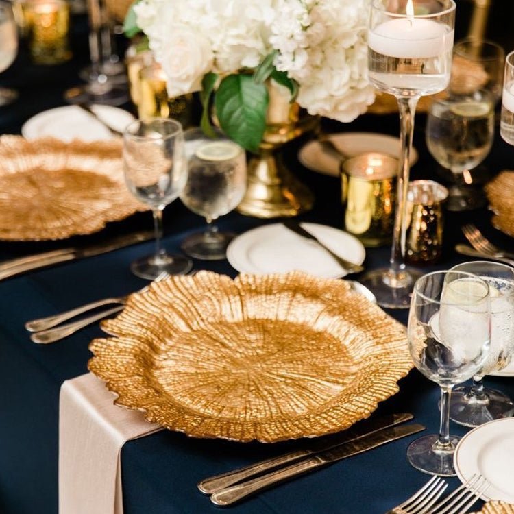 6 Pc Round Reef Design Acrylic Plastic Charger Plates 13" Gold - YauSpark