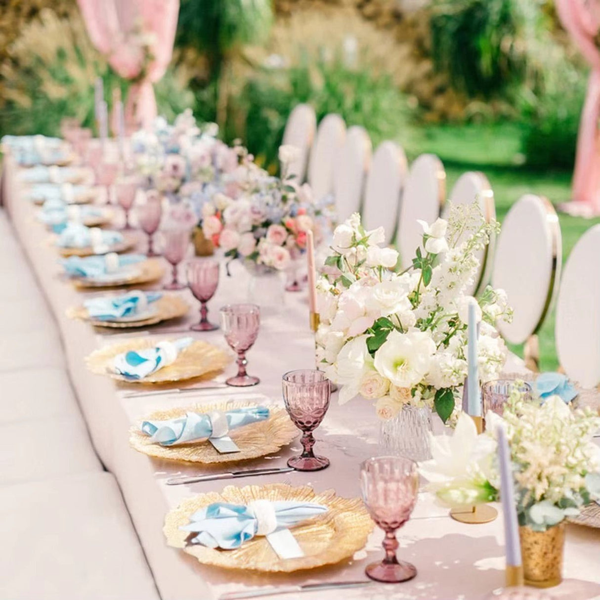 6 Pc Round Reef Design Acrylic Plastic Charger Plates 13" Gold - YauSpark