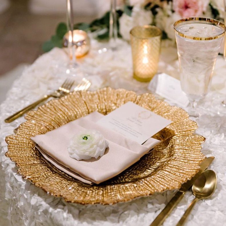 6 Pc Round Reef Design Acrylic Plastic Charger Plates 13" Gold - YauSpark