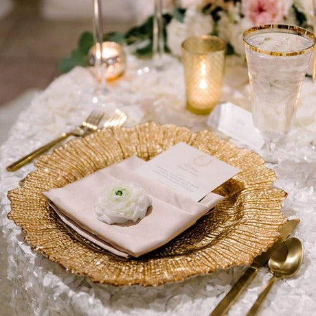 6 Pc Round Reef Design Acrylic Plastic Charger Plates 13" Gold - YauSpark