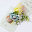 6 Pcs Wedding Two - Headed Rose Wrist Corsage Blue Yellow - YauSpark
