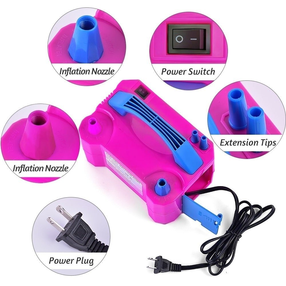 600W Bright Pink Double Nozzle Electric Balloon Pump - YauSpark
