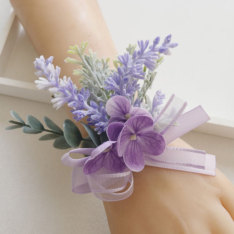 6pcs Wedding Accessories Wrist Corsage Hydrangea - YauSpark
