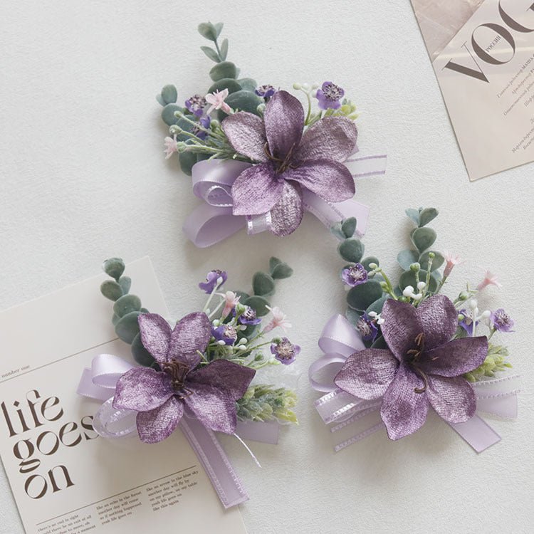 6pcs Wedding Accessories Wrist Corsage Lily - YauSpark