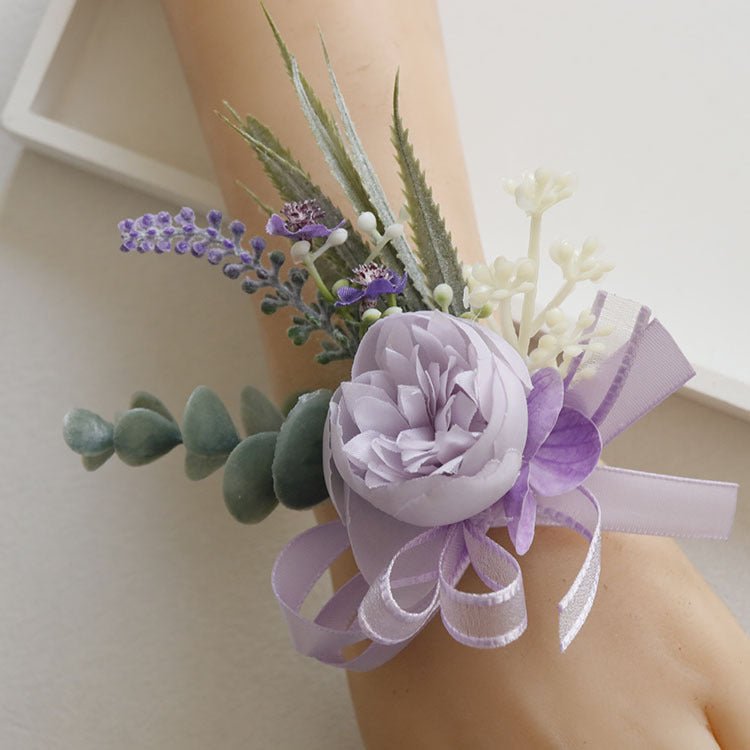 6pcs Wedding Accessories Wrist Corsage Peony - YauSpark