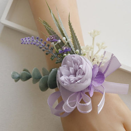 6pcs Wedding Accessories Wrist Corsage Peony - YauSpark