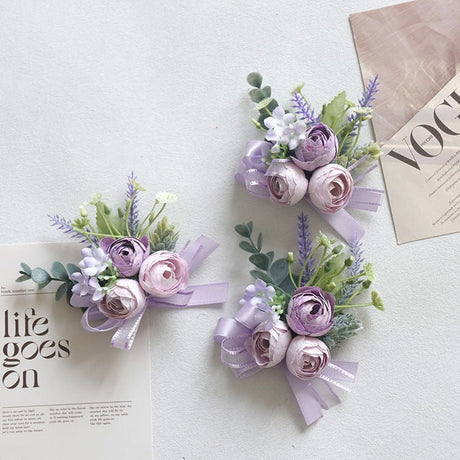 6pcs Wedding Accessories Wrist Corsage Tea Rose - YauSpark