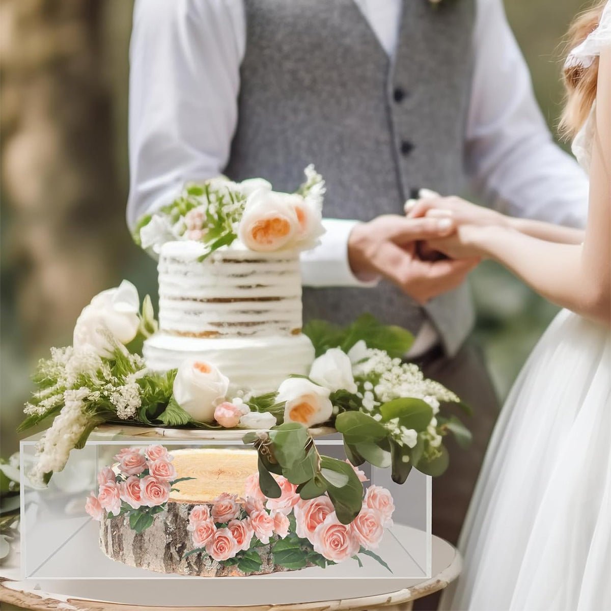 Acrylic Cake Box Stand Pedestal Riser Transparent Clear 16"x16" - YauSpark