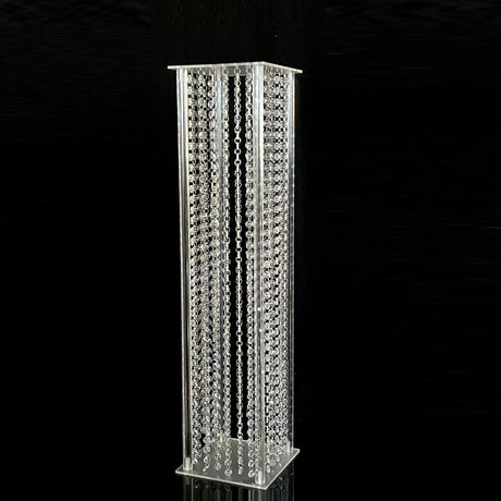 Acrylic Flower Pedestal Vase Pillar Stand Clear with Crystal Beads 39" - YauSpark