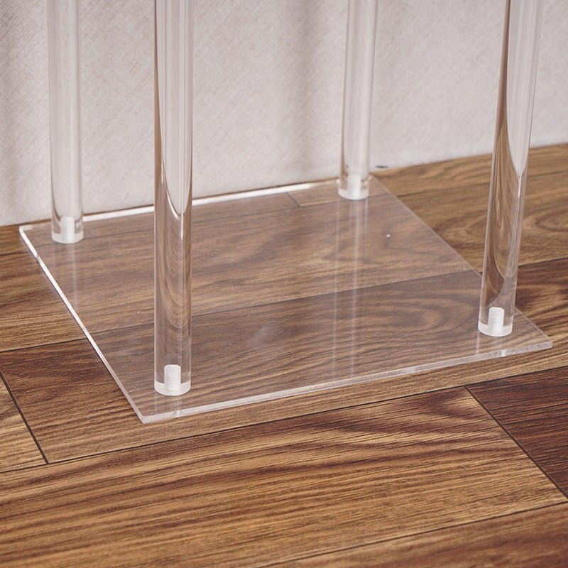 Acrylic Flower Vase Pillar Stand Clear with Square Mirror Base - YauSpark