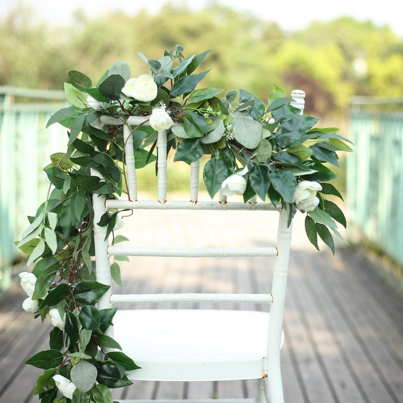 Artificial Eucalyptus/Willow Leaf Ranunculus Flower Garland Vine 40" - YauSpark