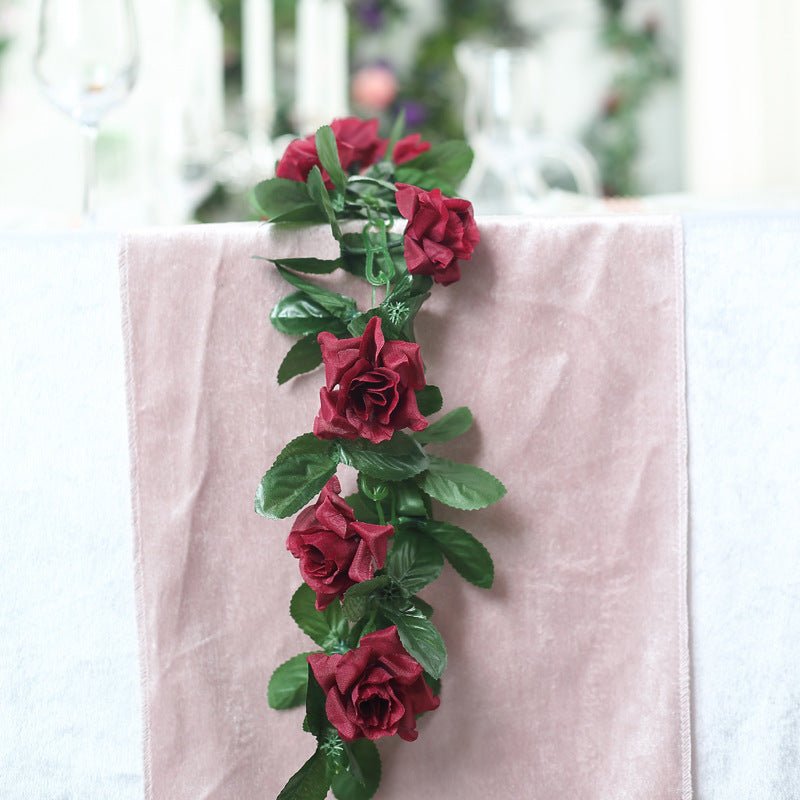 Artificial Silk Rose Garland 6ft Burgundy - YauSpark