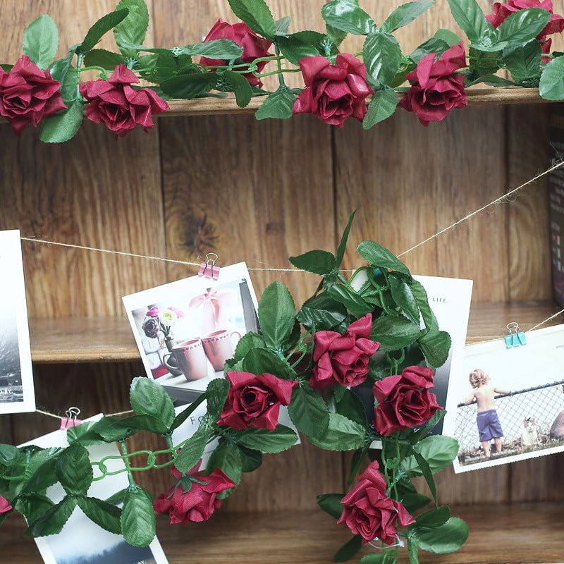 Artificial Silk Rose Garland 6ft Burgundy - YauSpark