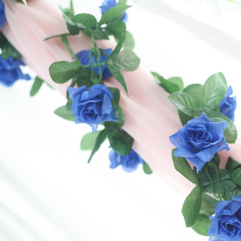 Artificial Silk Rose Garland 6ft Dark Blue - YauSpark