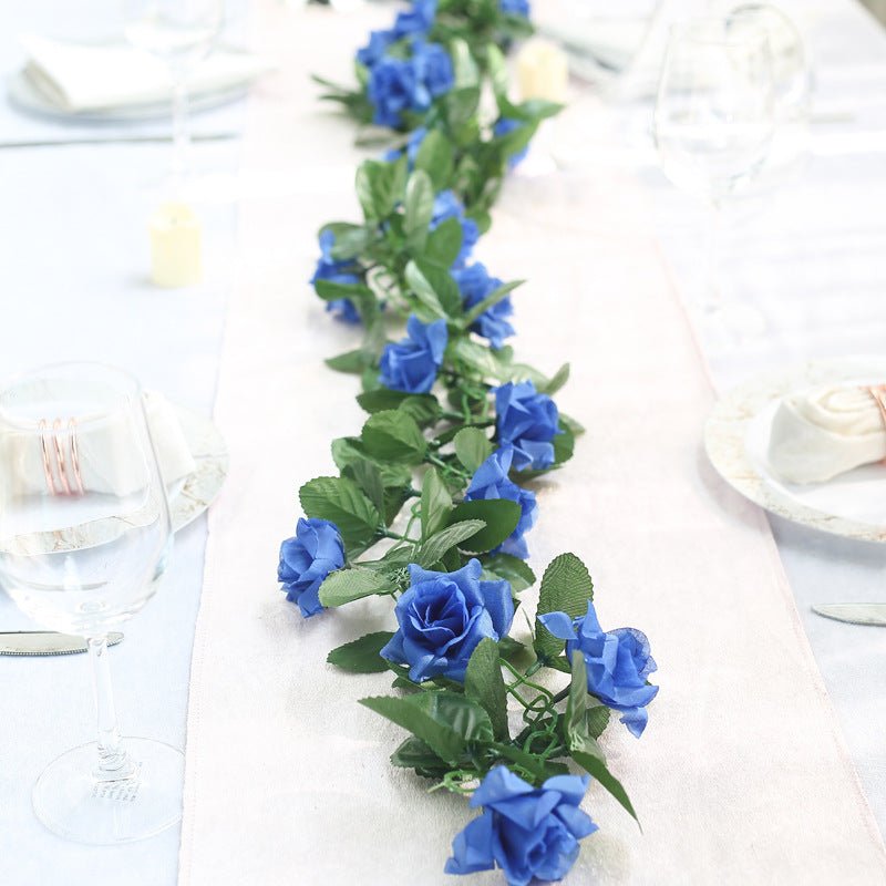 Artificial Silk Rose Garland 6ft Dark Blue - YauSpark