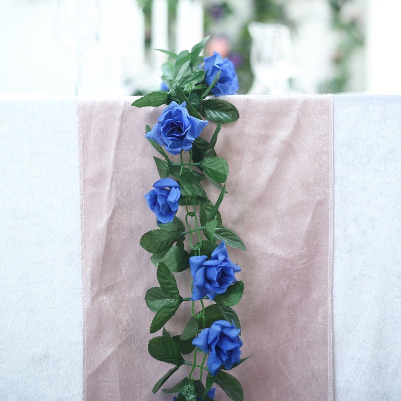 Artificial Silk Rose Garland 6ft Dark Blue - YauSpark