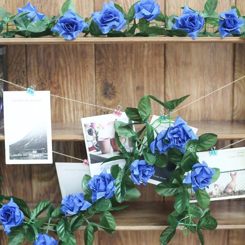 Artificial Silk Rose Garland 6ft Dark Blue - YauSpark