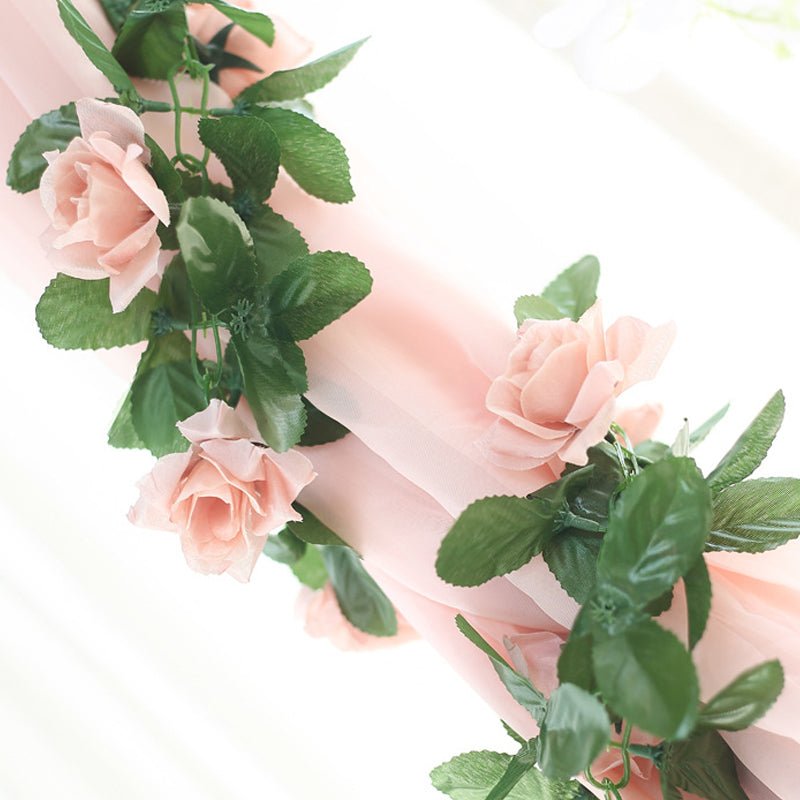 Artificial Silk Rose Garland 6ft Dirty Rose - YauSpark