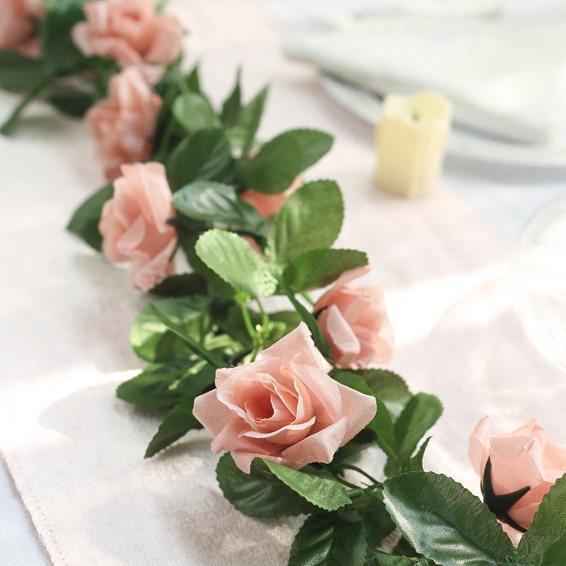 Artificial Silk Rose Garland 6ft Dirty Rose - YauSpark