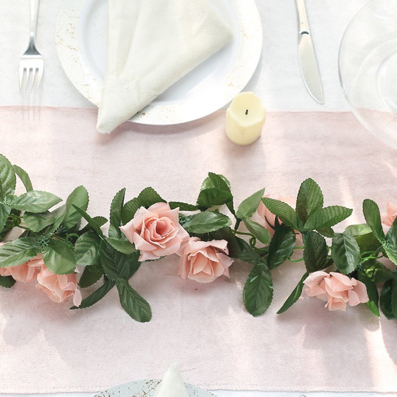 Artificial Silk Rose Garland 6ft Dirty Rose - YauSpark