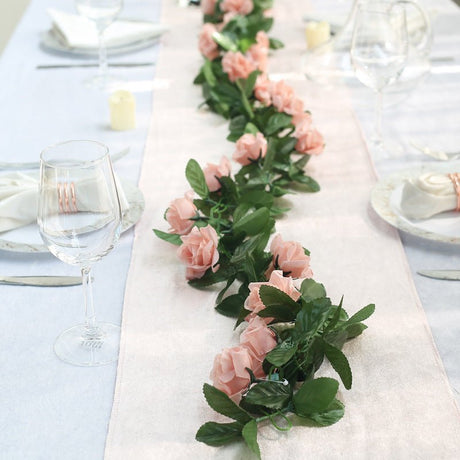 Artificial Silk Rose Garland 6ft Dirty Rose - YauSpark