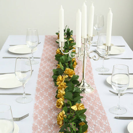 Artificial Silk Rose Garland 6ft Gold - YauSpark