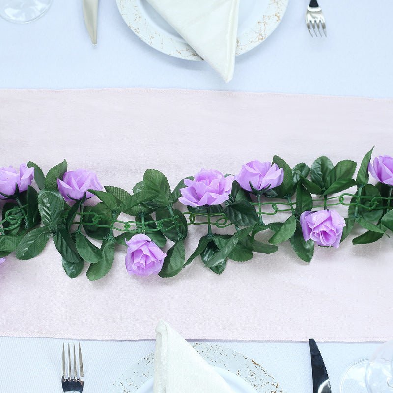 Artificial Silk Rose Garland 6ft Light Purple - YauSpark