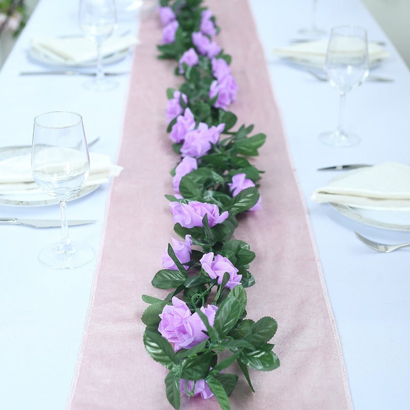 Artificial Silk Rose Garland 6ft Light Purple - YauSpark